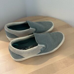 Vans Men's Light Blue/Tan Suede Slip-On Shoes